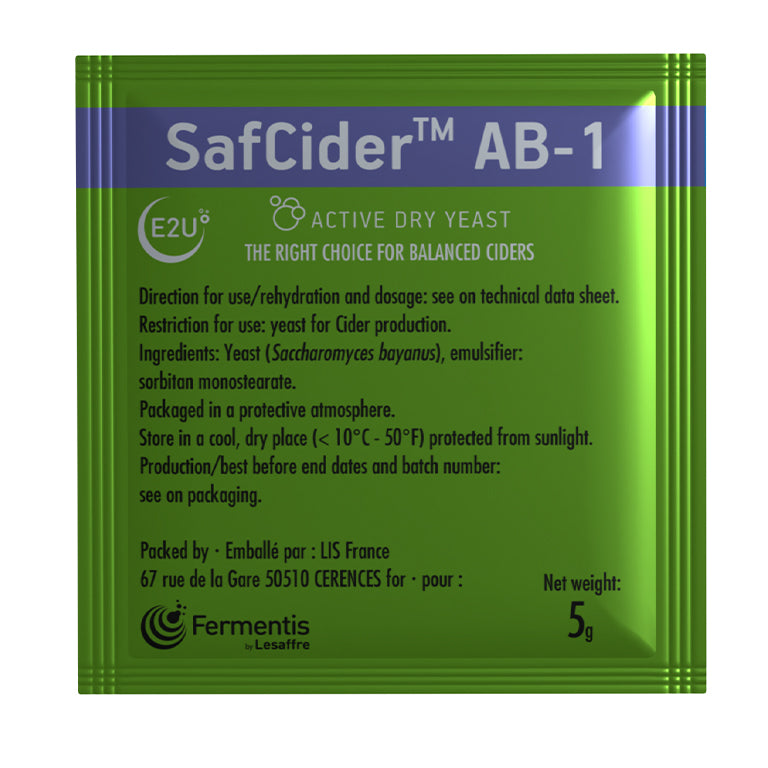 SAFCIDER AB-1 DRY CIDER YEAST 5 GRAM 2359